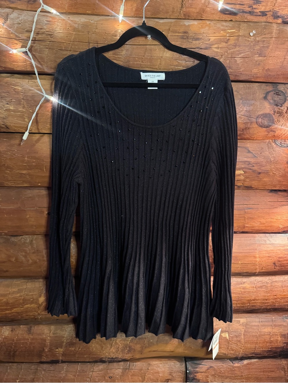 Skye's the Limit Black Ribbed Scoop Neck Long Sleeve Sweater
